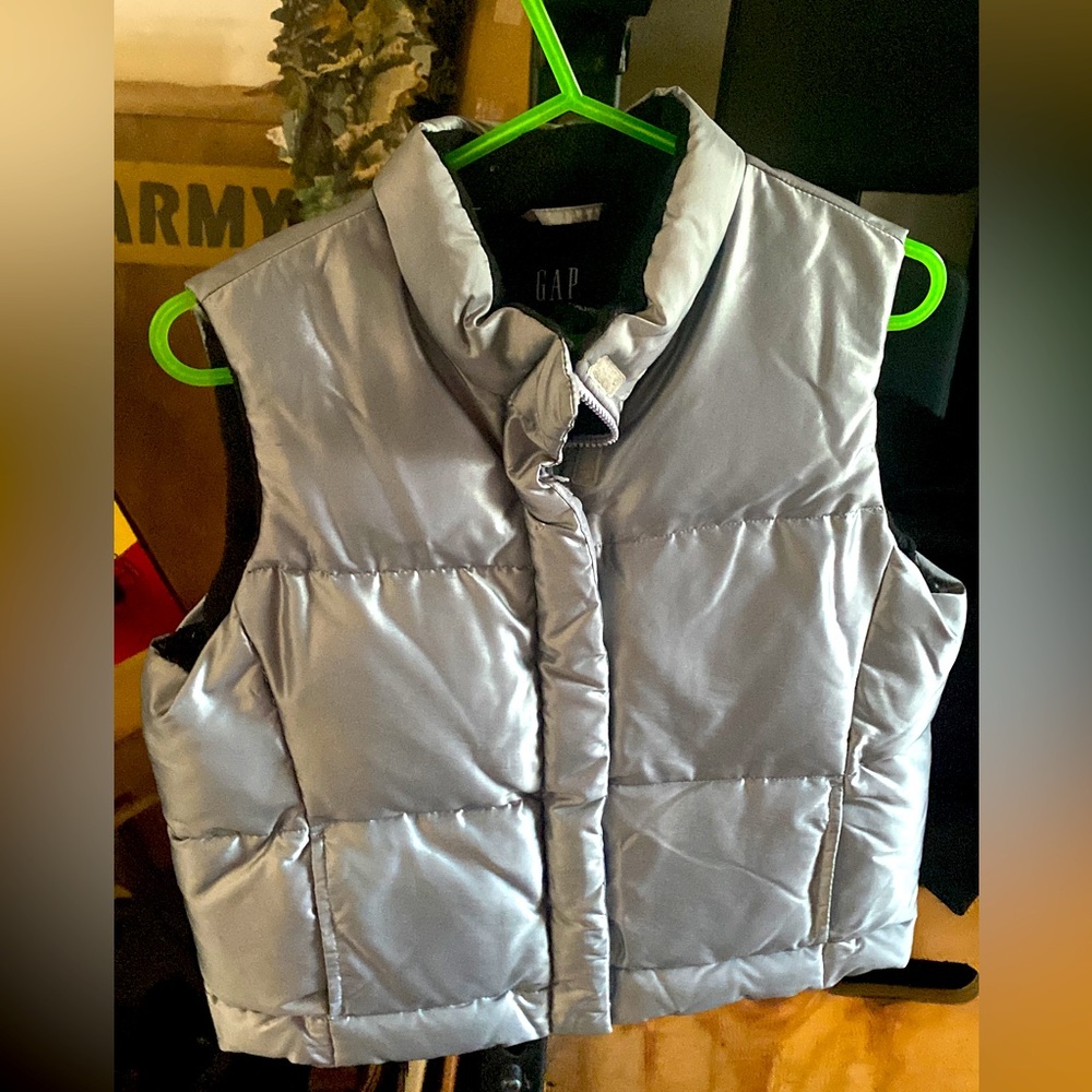 Silver puffer vest